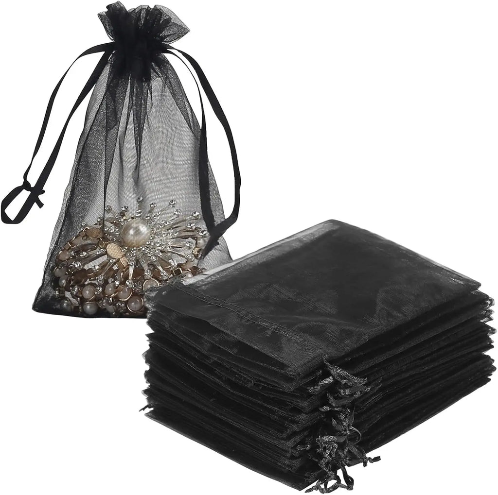 20pcs 5x7 7x9 9x12 cm Organza Drawstring Bags Gift Pouches Necklace Packing Display Bracelet Bags Diy Jewelry Packaging Making