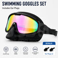 JSJM Upgraded Adult Swimming Goggles HD Anti-Fog Waterproof Swim Glasses Wide View UV Protection Adjustable Strap for Men Women
