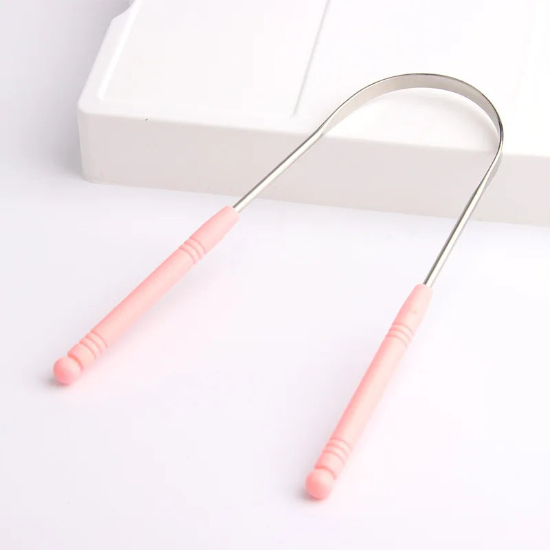 Hot 1PC Stainless Steel Tongue Scraper Cleaner Fresh Breath Cleaning Coated Tongue Toothbrush Oral Hygiene Care Tools