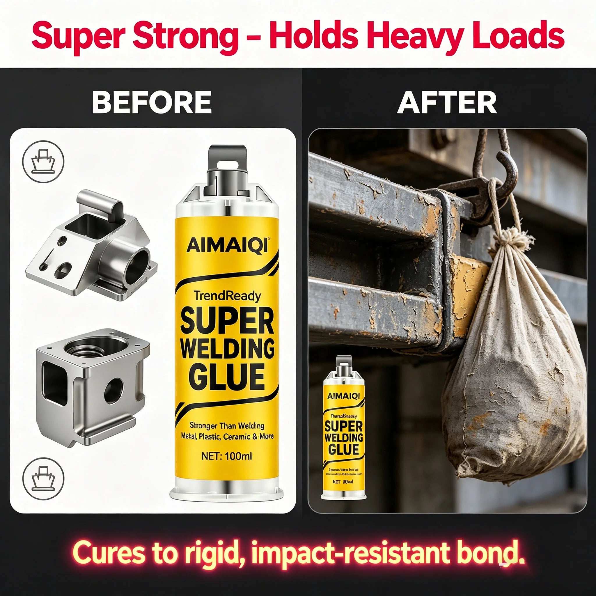 Super Welding Glue, High Strength Instant Adhesive Stronger Than Welding, Multi-Purpose Repair Glue for Metal, Plastic, Ceramic