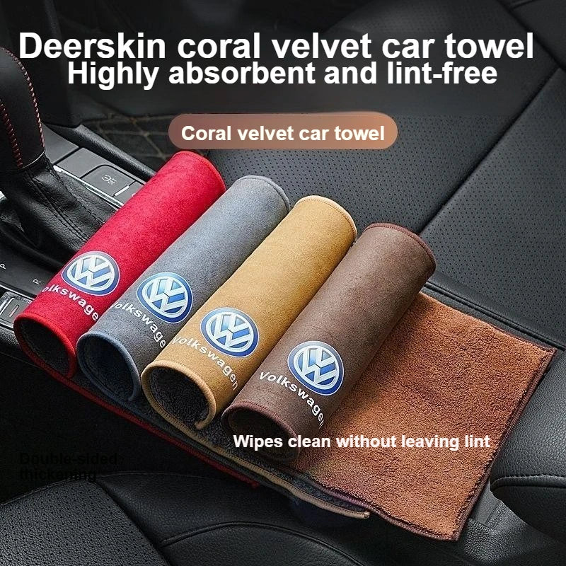 for Volkswagen suede and deerskin towels, car window cleaning cloths, watermarked absorbent car interior towels, car