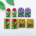 10pcs Wave Flower Earrings Acrylic Acetate Sheet New Chinese Style Hand drawn Oil Painting Female DIY Jewelry Accessories