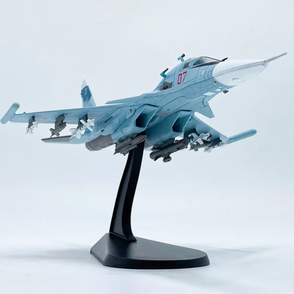 Diecast 1: 100 Scale Russian Sukhoi Cy-34 Su-34 SU34 Fullback Aircraft Model Alloy and Plastic Decorative Model Toy