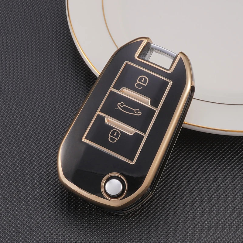 TPU Flip Folding Key Fob Cover Case For Citroen C3 C4 Berlingo 2021 For Peugeot 208 2008 301 308 3008 RCZ 508 408 2008 307