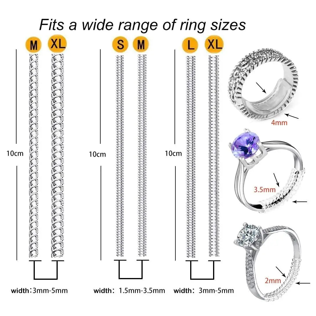 6pcs/lot Guard Tightener Reducer Resizing Tool Transparent Spiral Based Ring Tools Spring Coil Ring Size Adjuster For Jewelry