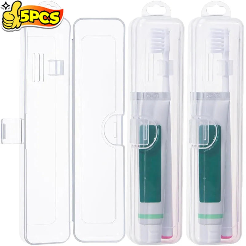 5/1pcs Portable Transparent Toothbrush Protect Holder Case Plastic Travel Camping Storage Box Bathroom Home Storage Supplies