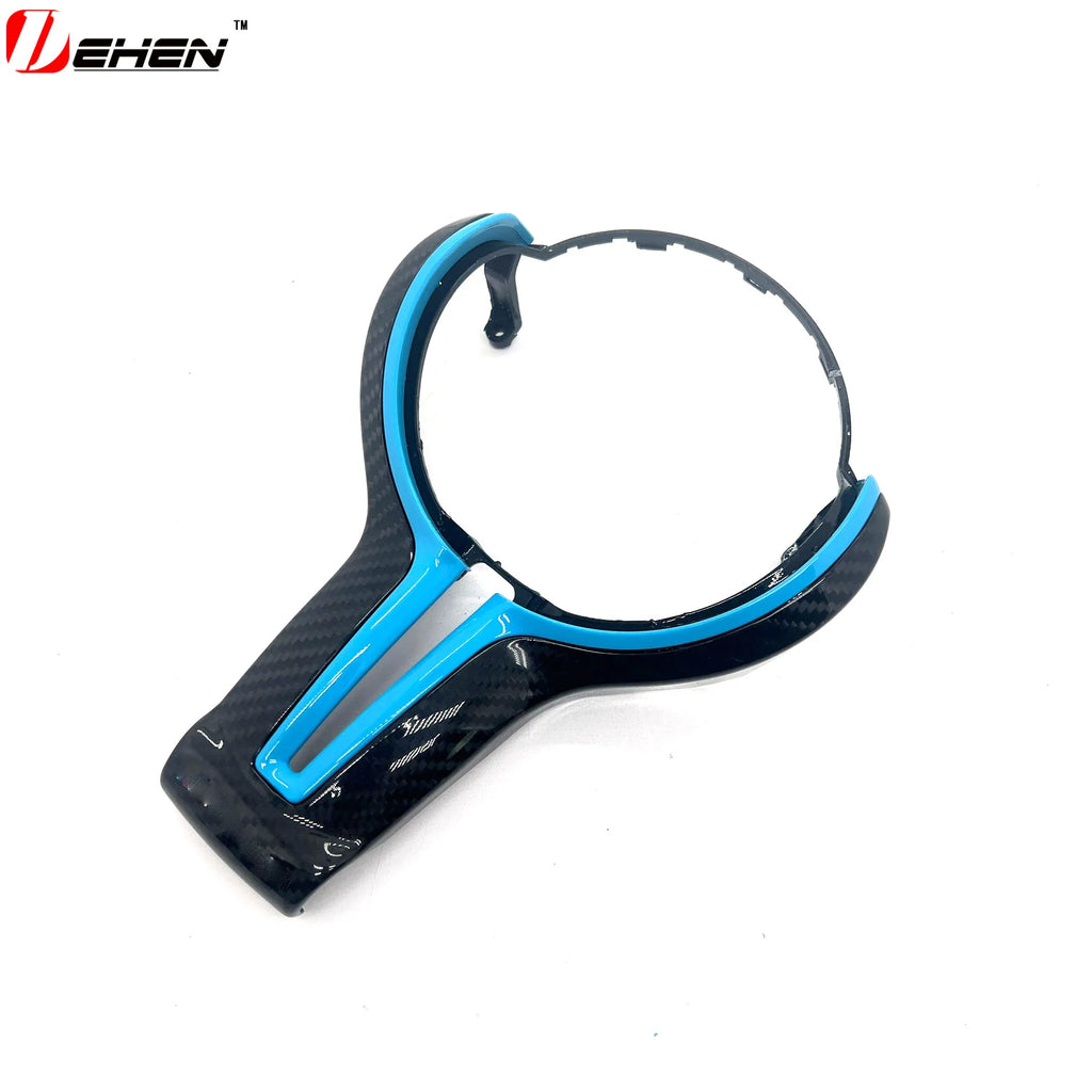 For BMW F20 F22 F30 F31 F32 F33 F36 F10 F06 F12 F13 F15 F16 M-Sport Replacement Style ABS+Carbon Fiber Steering Wheel Trim