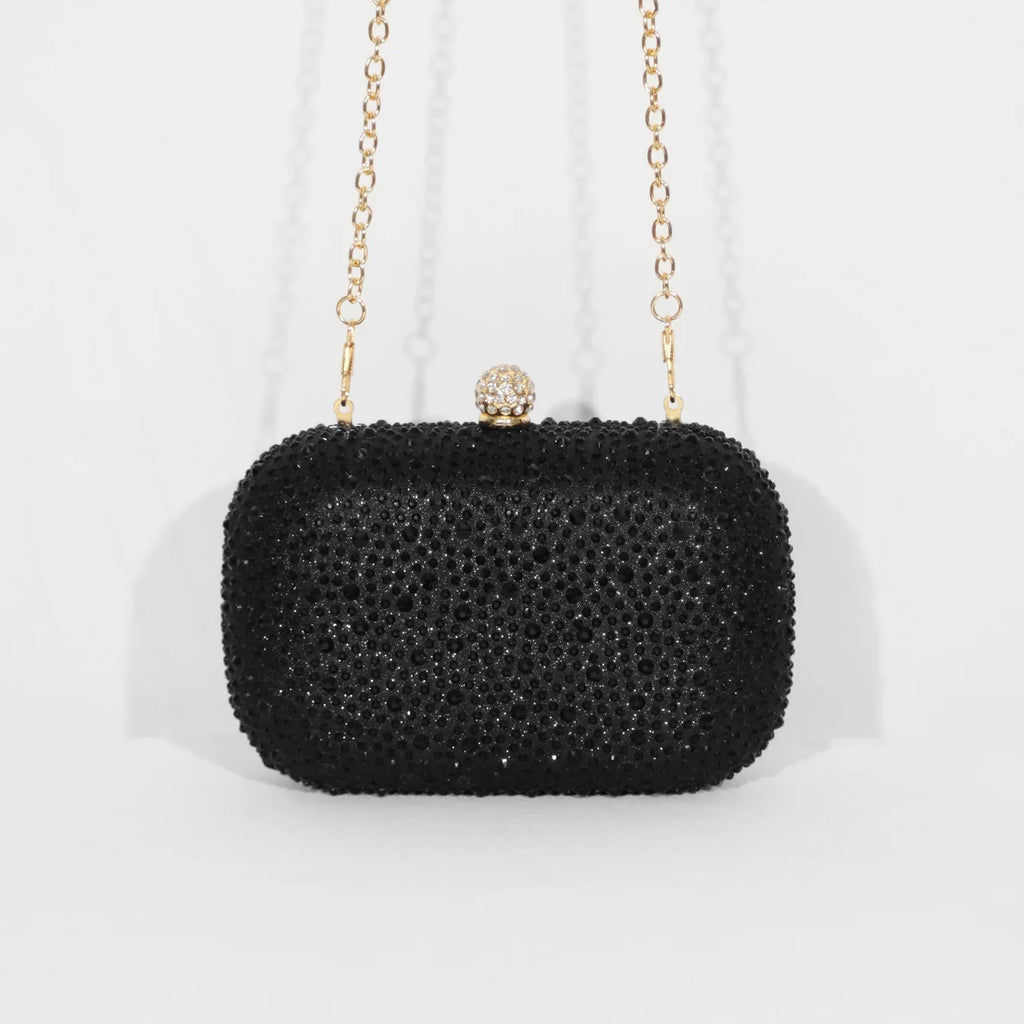 Fashion women's shiny rhinestone decorative small hand bag rounded corner box dinner bag temperament elegant hand bag