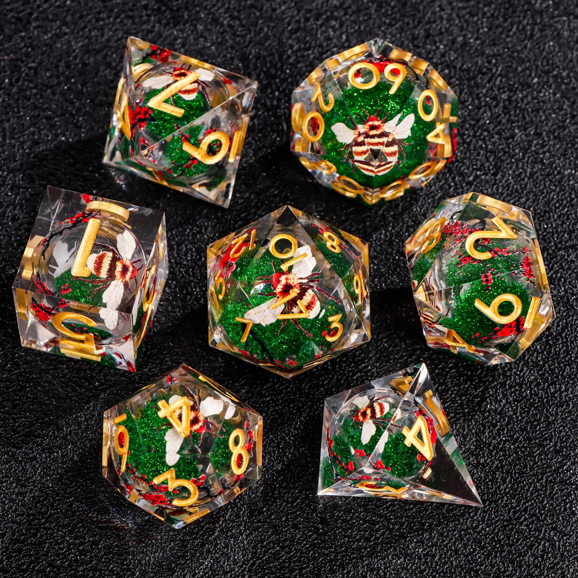 Blue Resin D&D Dice Set 7pcs Polyhedral Dice for Dungeons and Dragons, RPG Dice Role Playing Games D4, D6, D8, D10, D12, D20