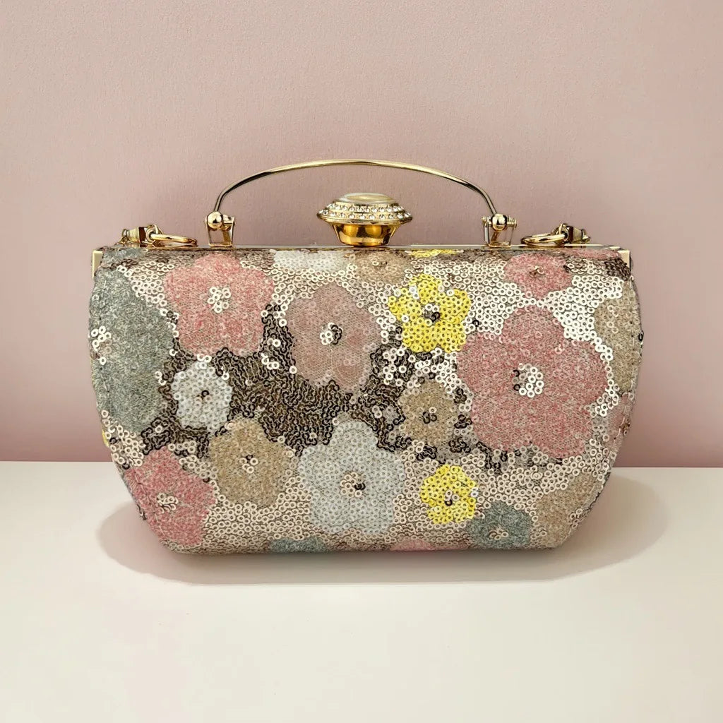 princess bag with metal rhinestone embellishments, evening party dress handbag, elegant women's handbag