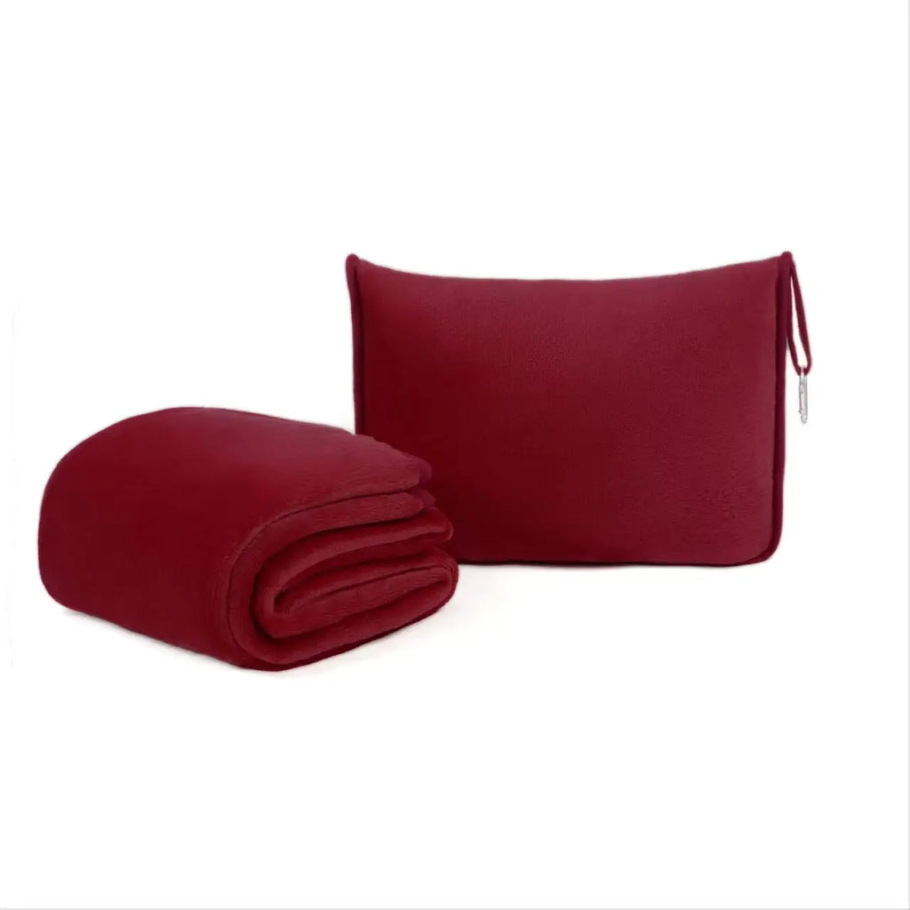 Coral Fleece Airplane Blankets Soft Warm Fluffy Multi Functional Portable Cuddle Cution Pillow 2 in 1 Travel Blankets