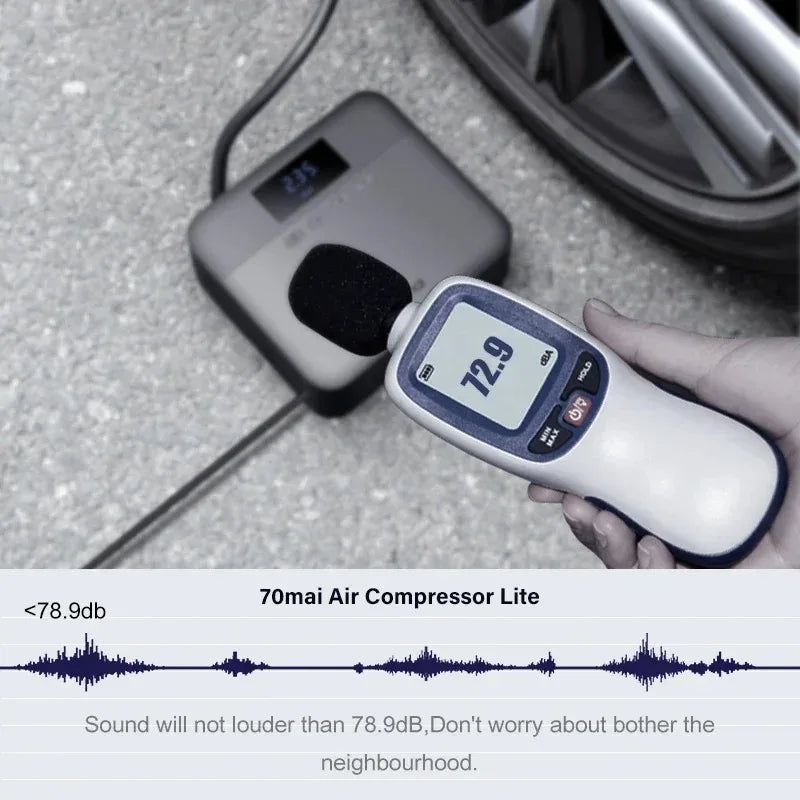 Original 70mai Portable Air Compressor Tire Inflator Air Pump for Car Tires DC 12V Tire Pump Preset tire pressure For Bike Ball