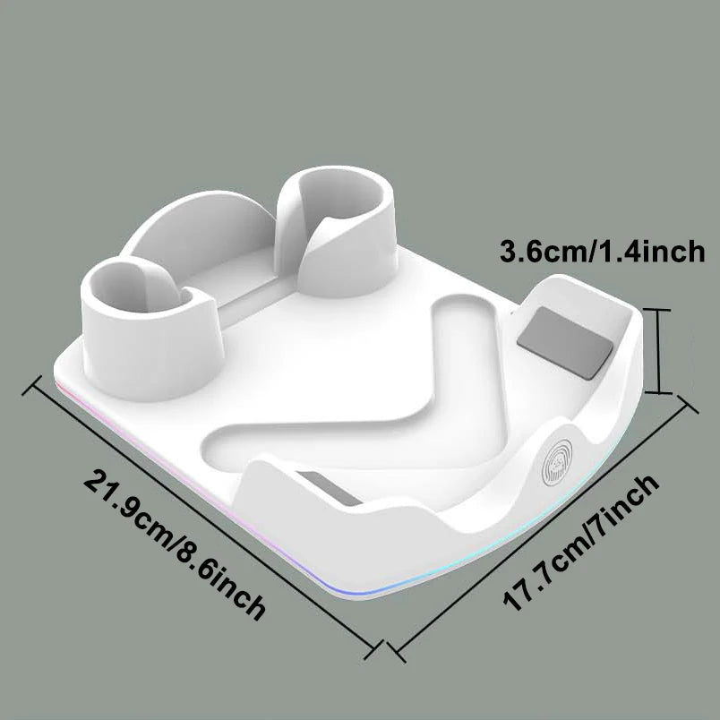 Charging Dock for Meta Quest 3S VR LED Charging Station Display Stand and Controller Mount for Meta Quest 3S/3/2 VR Headset