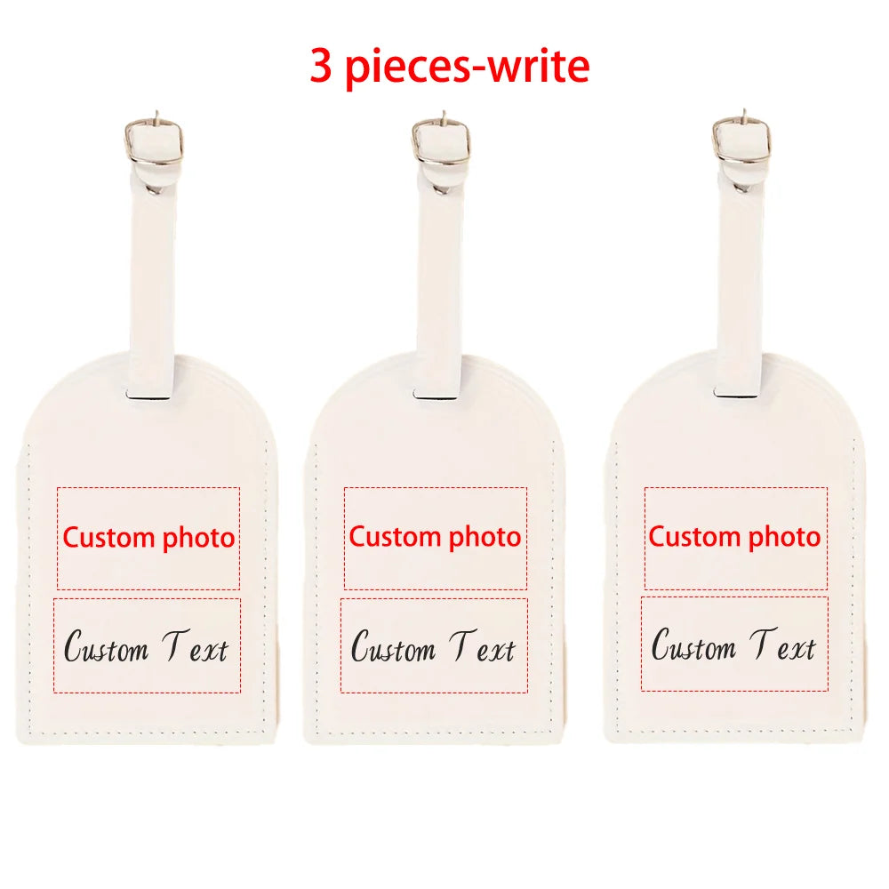 3 Pieces Travel Luggage Tag PU Leather Suitcase Label Boarding Pass Anti-Loss Pendant Cross-Border Logo Tag for Bags