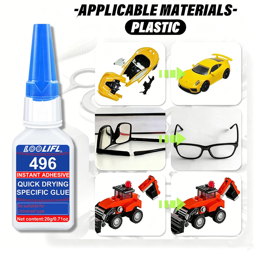 496 Universal Instant Adhesive, Fast Drying Strong Bond Glue for Household & Industrial Repairs, 20g Multi-Material Super Glue