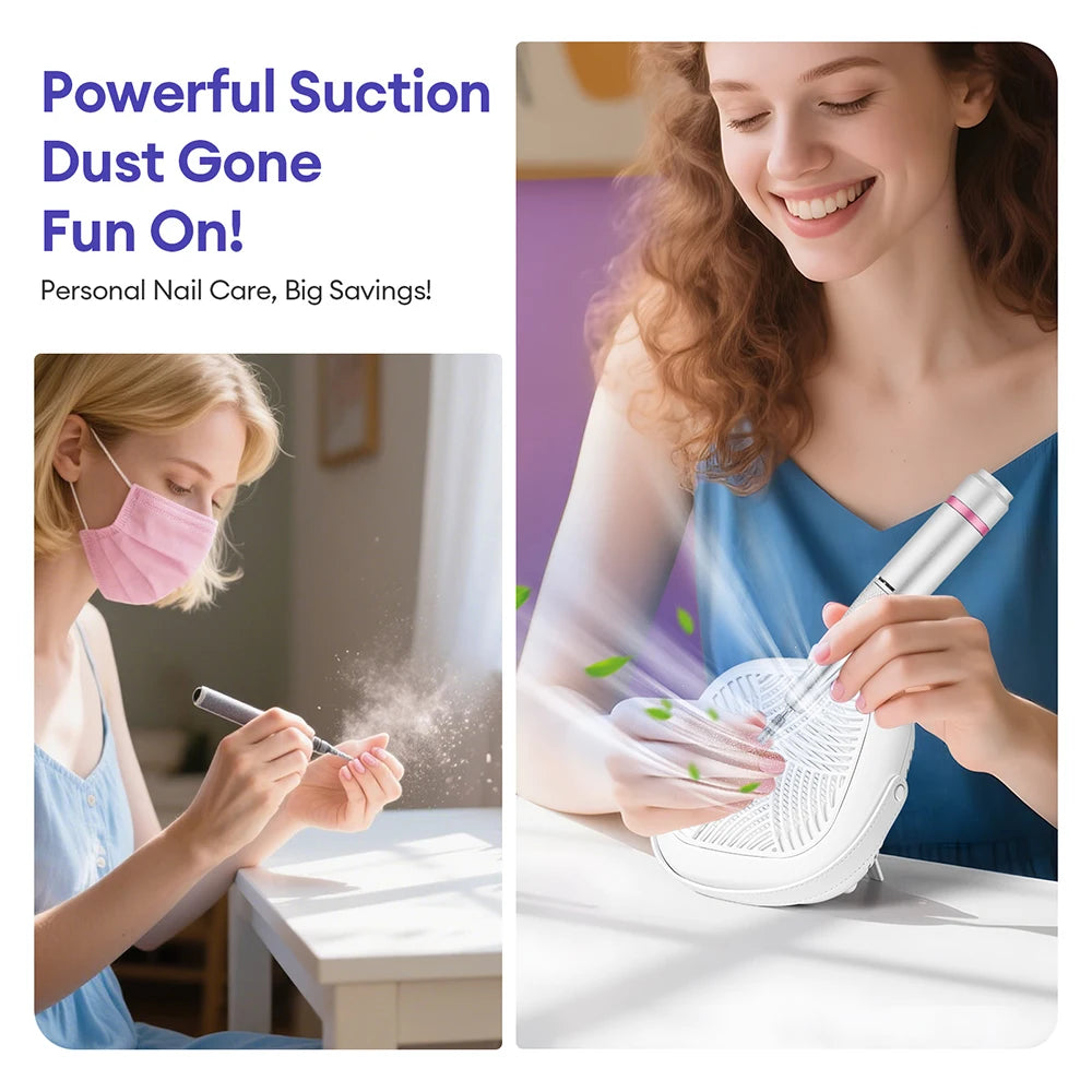 5300RPM Turbine Brushless Nail Dust Vacuum Flat Upright Dual Use Foldable Nail Dust Extractor with Removable Filter Vacuum Fan