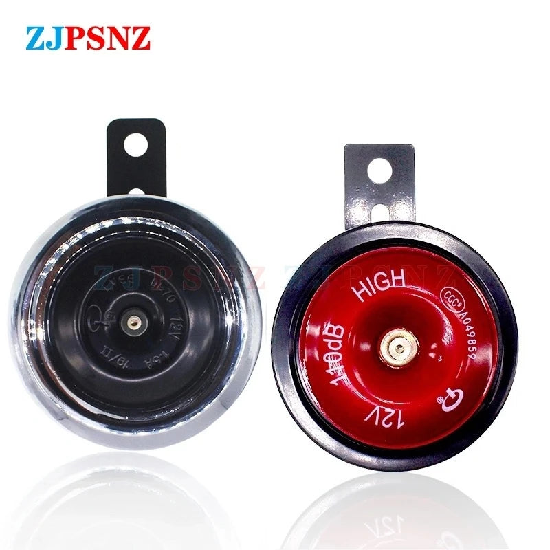 12V Motorcycle E-bkie Scooter Horn Super Loud Horn Waterproof Moped Dirt Bike Electric Vehicle Air Round Horn Motorbike 110db