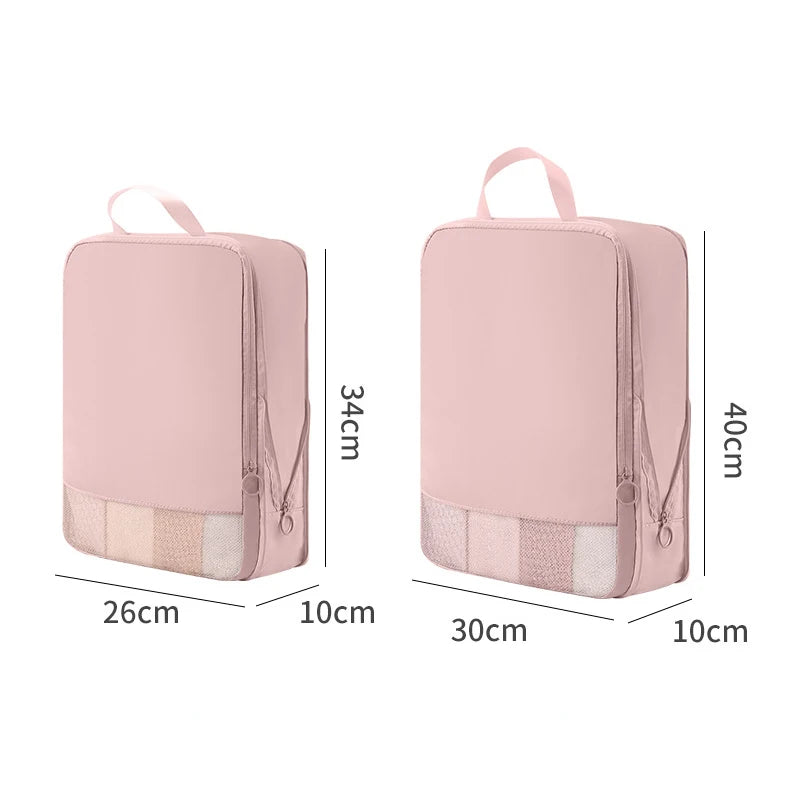 2pcs Set Soft Travel Organizer Storage Bag Suitcase Packing Cubes Set Portable Luggage Clothes Underware Tidy Pouch Compressible