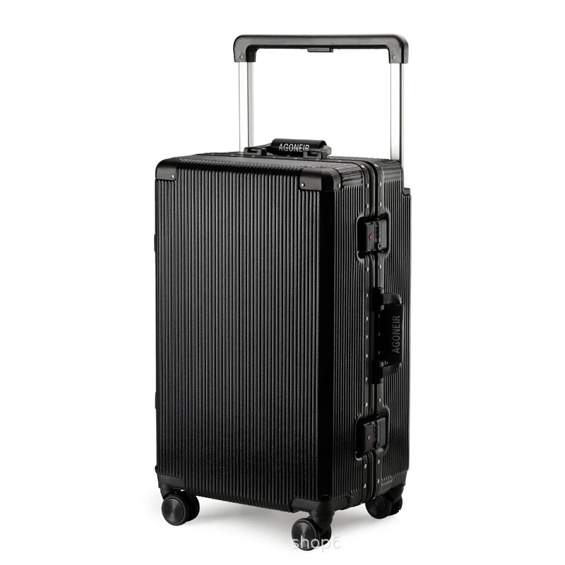 Travel Luggage aluminum frame 20-inch carry-on trolley suitcase 26-inch wide handle men women students 24-inch password luggage