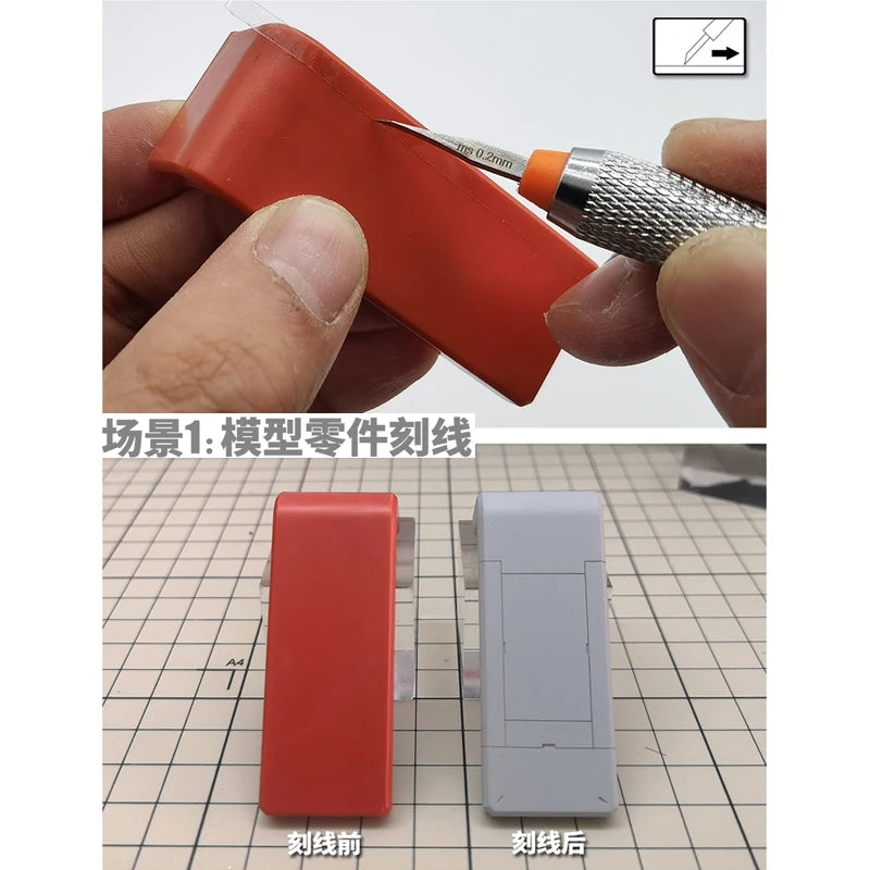 MOSHI MS048 0.15-3mm Model Carving Chisel Push Knife Precision Scribe Line Carver HSS Scoring Knife Hobby Model Making Tools