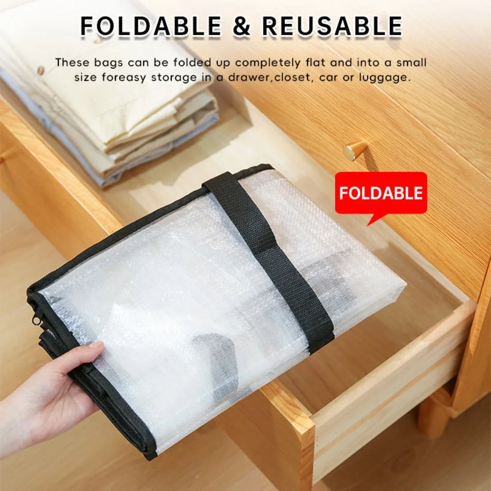Clear Heavy Duty Moving Bags Extra Large Storage Totes With Zippers And Handles Translucent Clothes Blanket Closet Organizer