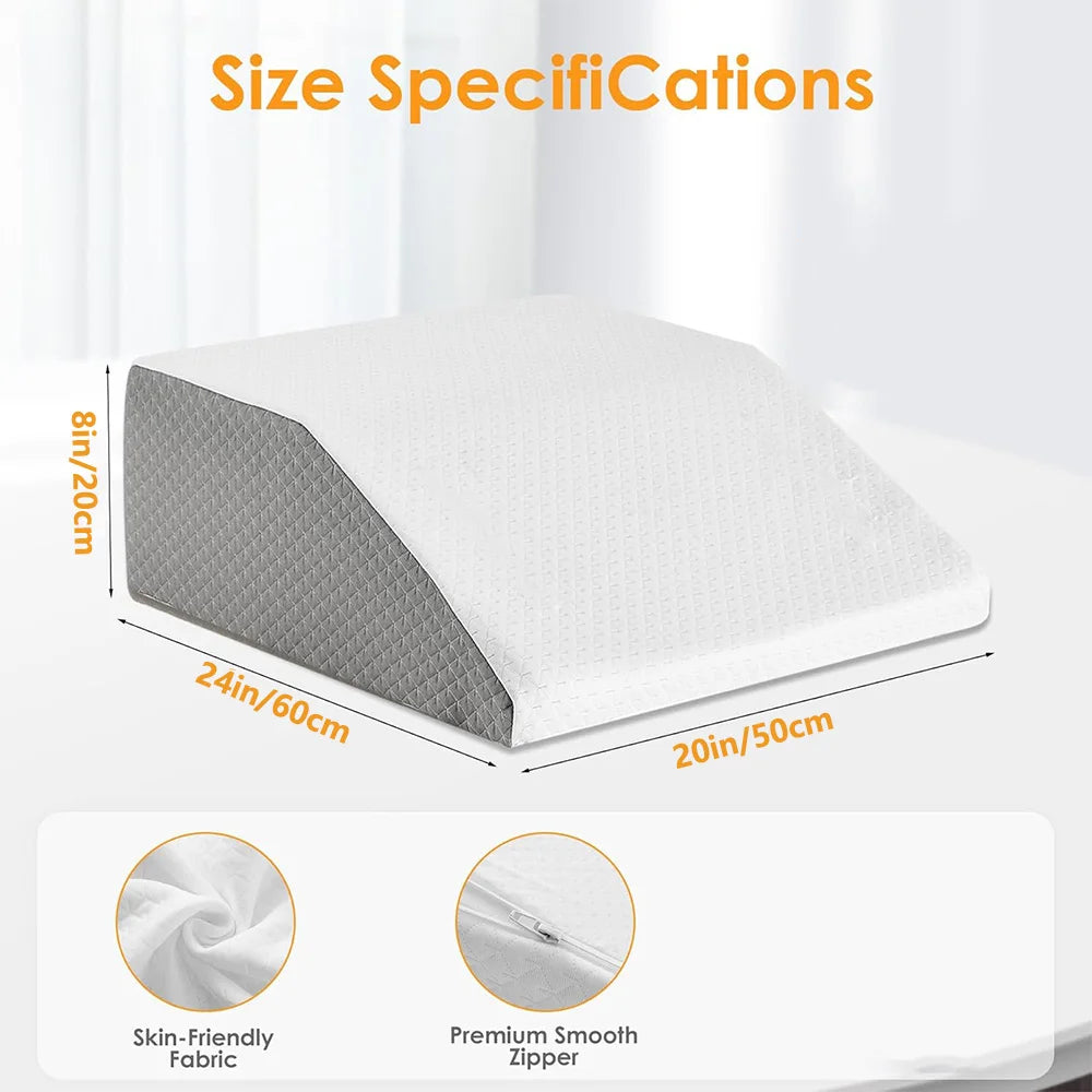 Leg Pillow, 8inch Leg Elevating Pillow for Legs,Rest, Sleeping,Leg Wedge Pillow for Side Sleeping, Memory Foam Leg Wedge Pillow