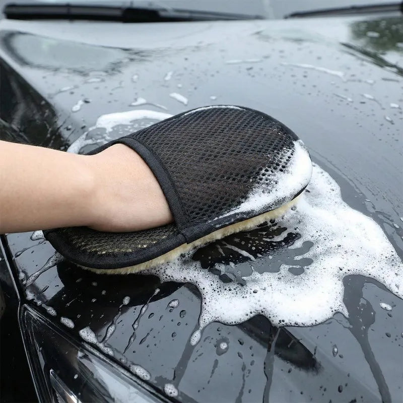 Microfiber Car Wash Gloves Plush Five Finger Design Auto Cleaning Mitt Scratch Free Washing Sponge Detailing Tools Accessories