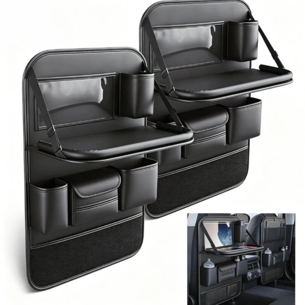 Car Seat Back Hanging Bag Car Seat Back Storage Bag Leather Rear Storage Box Dining Table Anti-kick Cushion Car Storage Tools