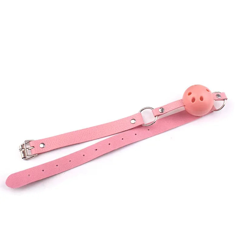 4 Colors Faux Leather Mouth Gag Adjustable Plastic Ball Adult Flirting Fetish Roleplay Game Props Couples BDSM Bondage Sex Toys