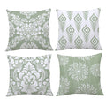 4Pcs Pillow Covers - Fresh White and Green Floral Pattern, Home Decor Cushion Cases for Living Room Sofa Bedroom