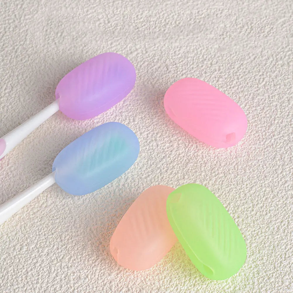 6Pcs Silicone Toothbrush Protective Caps Travel Kit with Compact Storage Box for Hotel Airplane Camping Hygienic Brush Head