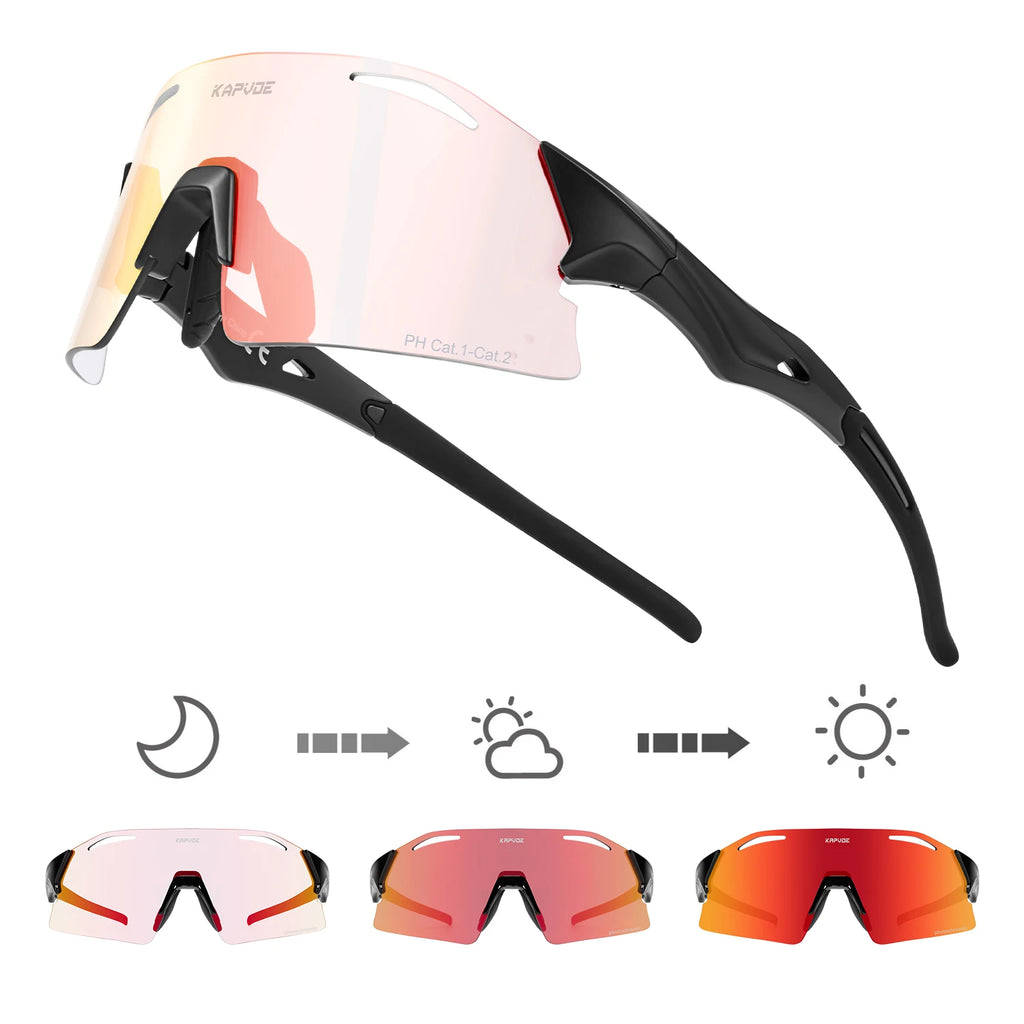 Kapvoe UV400 Fashion Sunglasses Men MTB Bike Cycling Glasses Eyewear Women Bike Outdoor Sports Night-riding glasses for racing