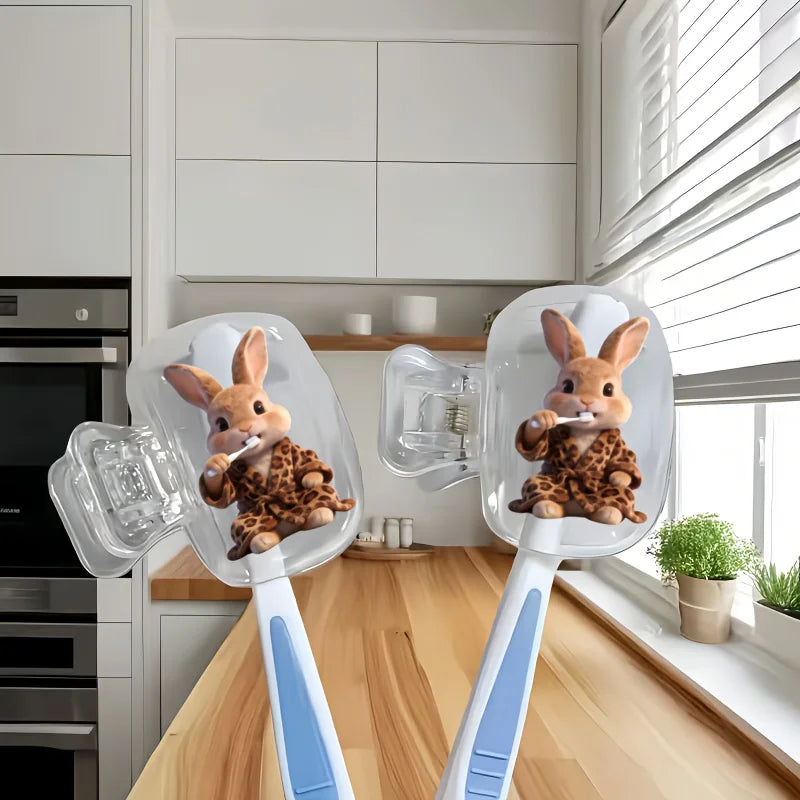 2pcs Rabbit Wearing Leopard Toothbrush Holder Clip Household Portable Travel Essential Toothbrush Cap Storage Box Holiday Gifts