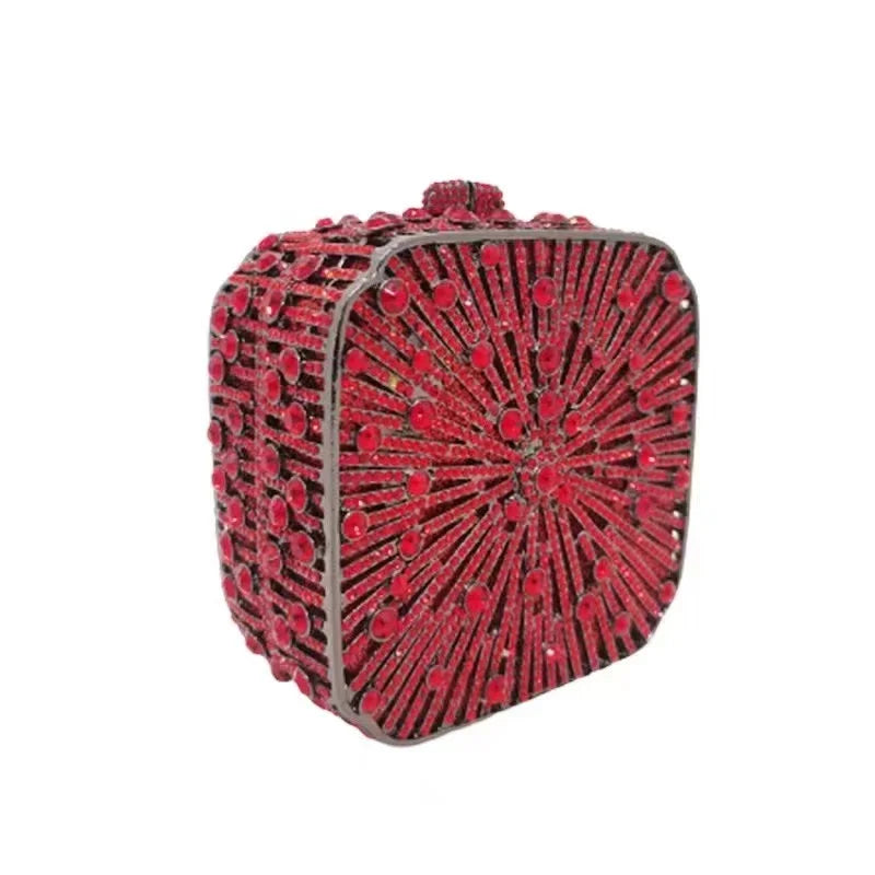 Crystal Rhinestones Diamond Evening Bag Glitter Mini Box Luxury Designer Fashion Clutch Purse For Wedding Party Women Handbag