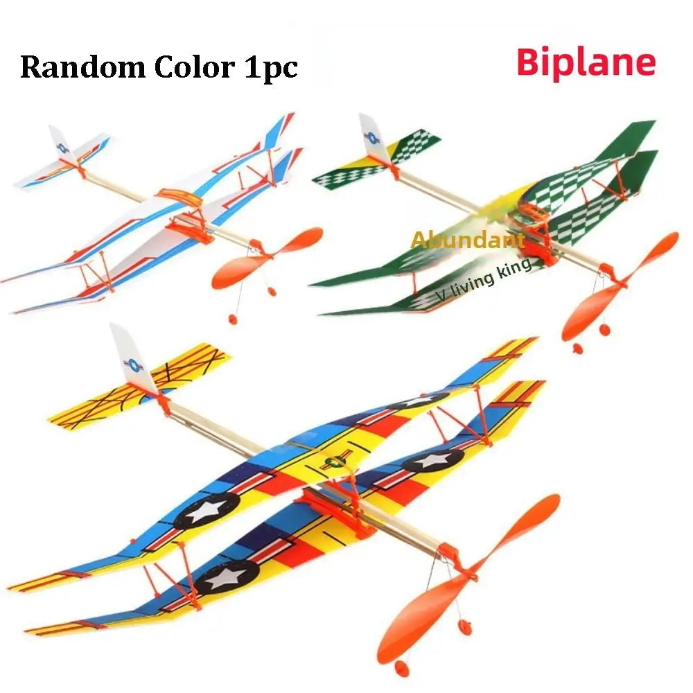 Ligthweight Airplane Glider Toy Model Popular Multistyles Rubber Band Powered Helicopter DIY Assemble Airplanes Toy