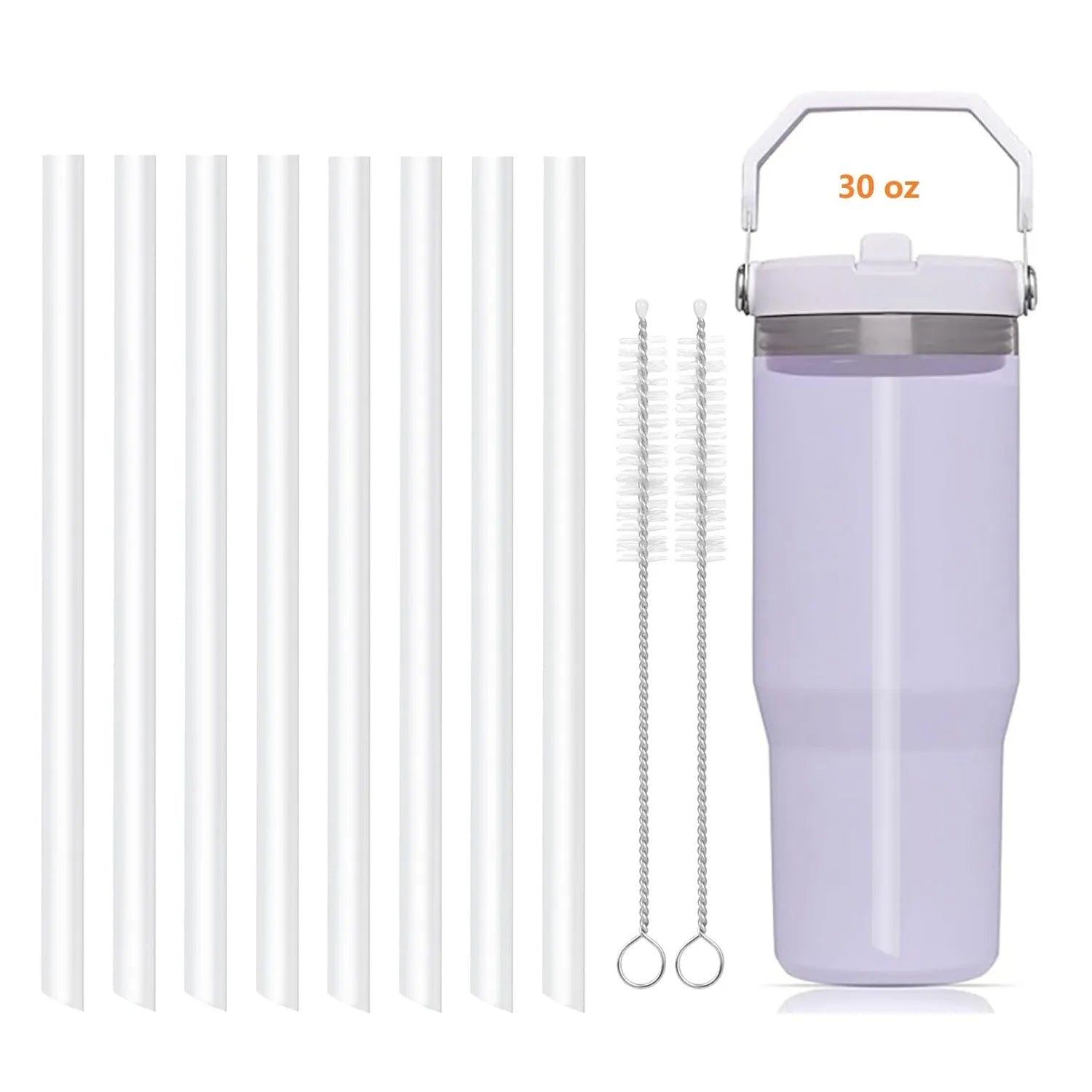 Replacement Straws Compatible with Stanley 30oz IceFlow Flip Straw Tumbler Include 4/6/8/12 Straws,2 Cleaning Brush