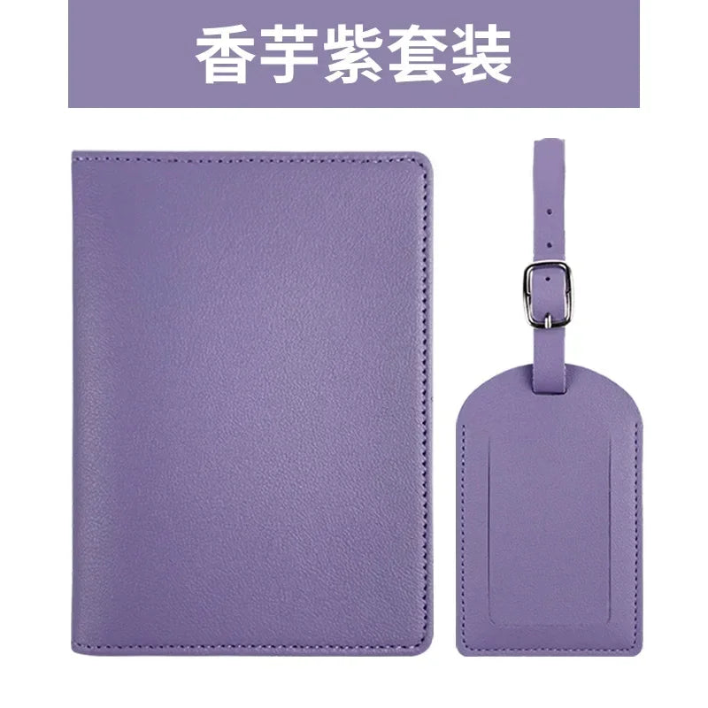 Travel PU Passport Cover Luggage Tags Wedding  Party Bussiness Gift Ticket Holder Passport Holder Case Travel Accessories Set