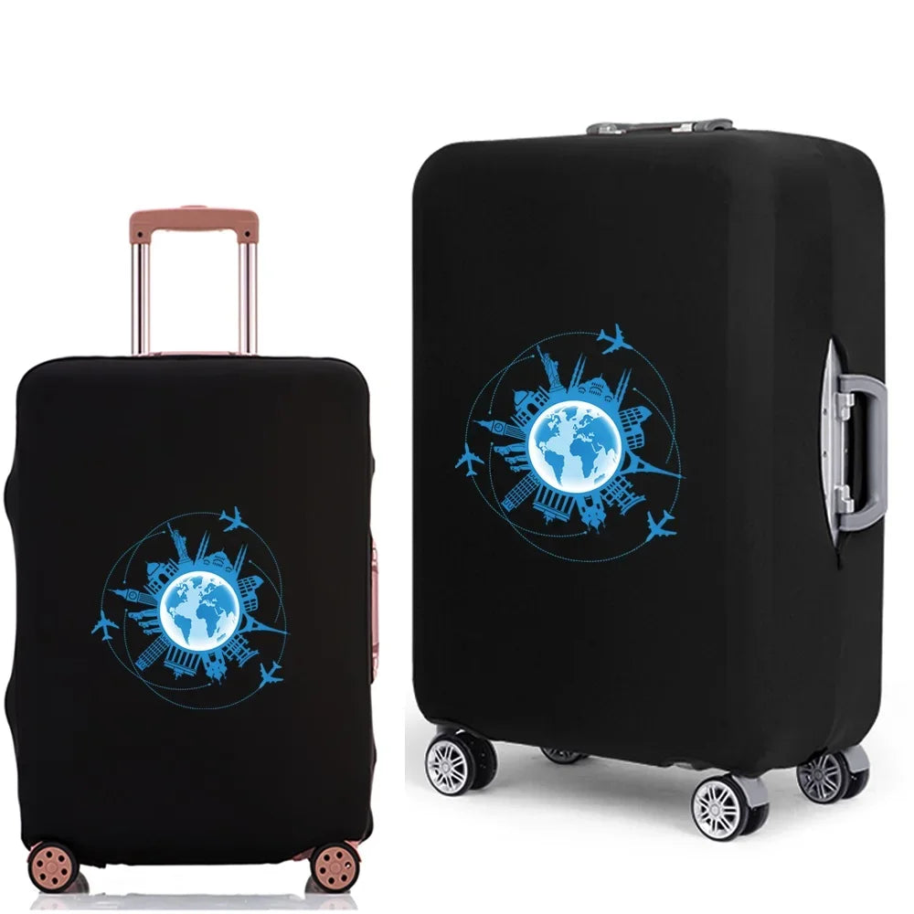 Portable Luggage Protective Cover Travel Pattern Travel Suitcase Cover Elastic Dust Cases for 18 To 28 Inch Travel Trunk Cover