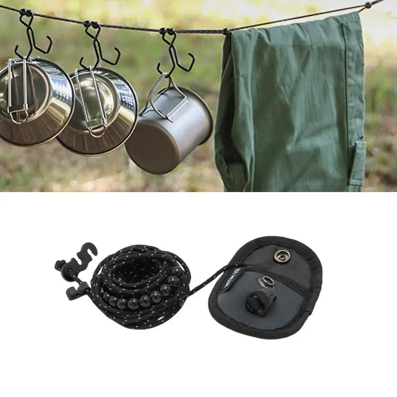 Outdoor Portable Adjustable Laundry Rope, 3M Reflective Bead Windproof Clothes Hanging Line Travel Camping Clothes Dry Cord