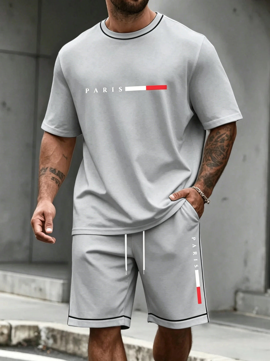 Men's Tracksuit 2 Piece O-neck Short Sleeve Shirt Shorts Set Men's Running Suit Plus Size T shirts Man Clothing Summer T-shirt
