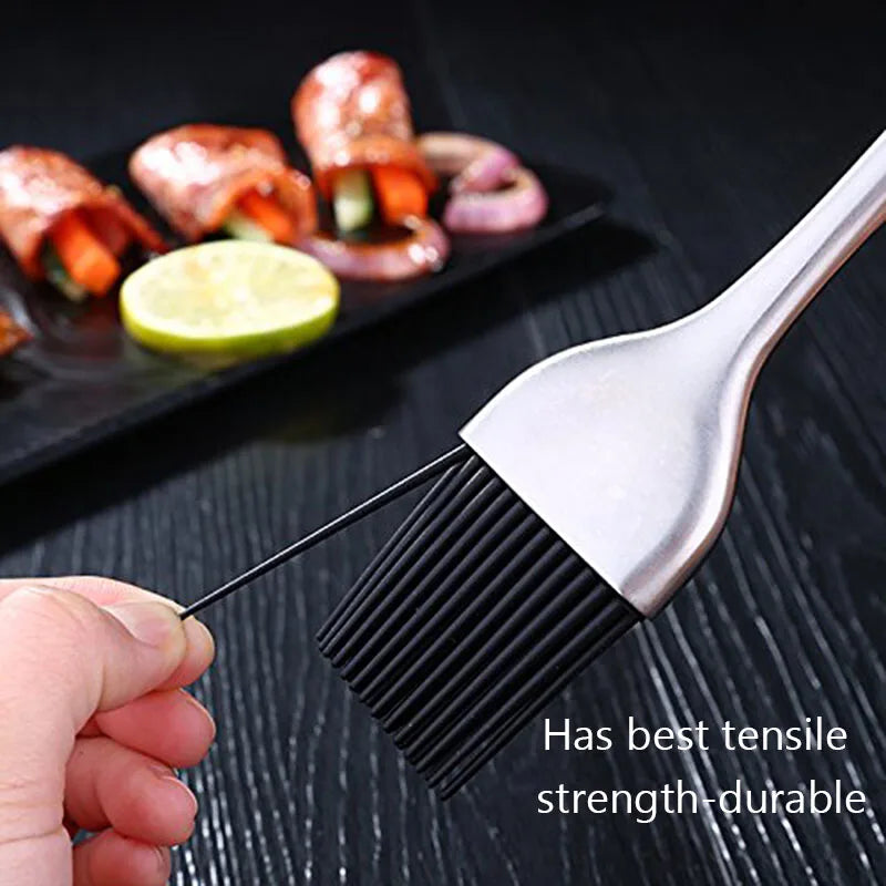 YOMEEI Silicone BBQ Basting Brush For Oil Stainless Steel Long Handle Brush Barbecue Butter Bread Breakfast Kitchen Accessories
