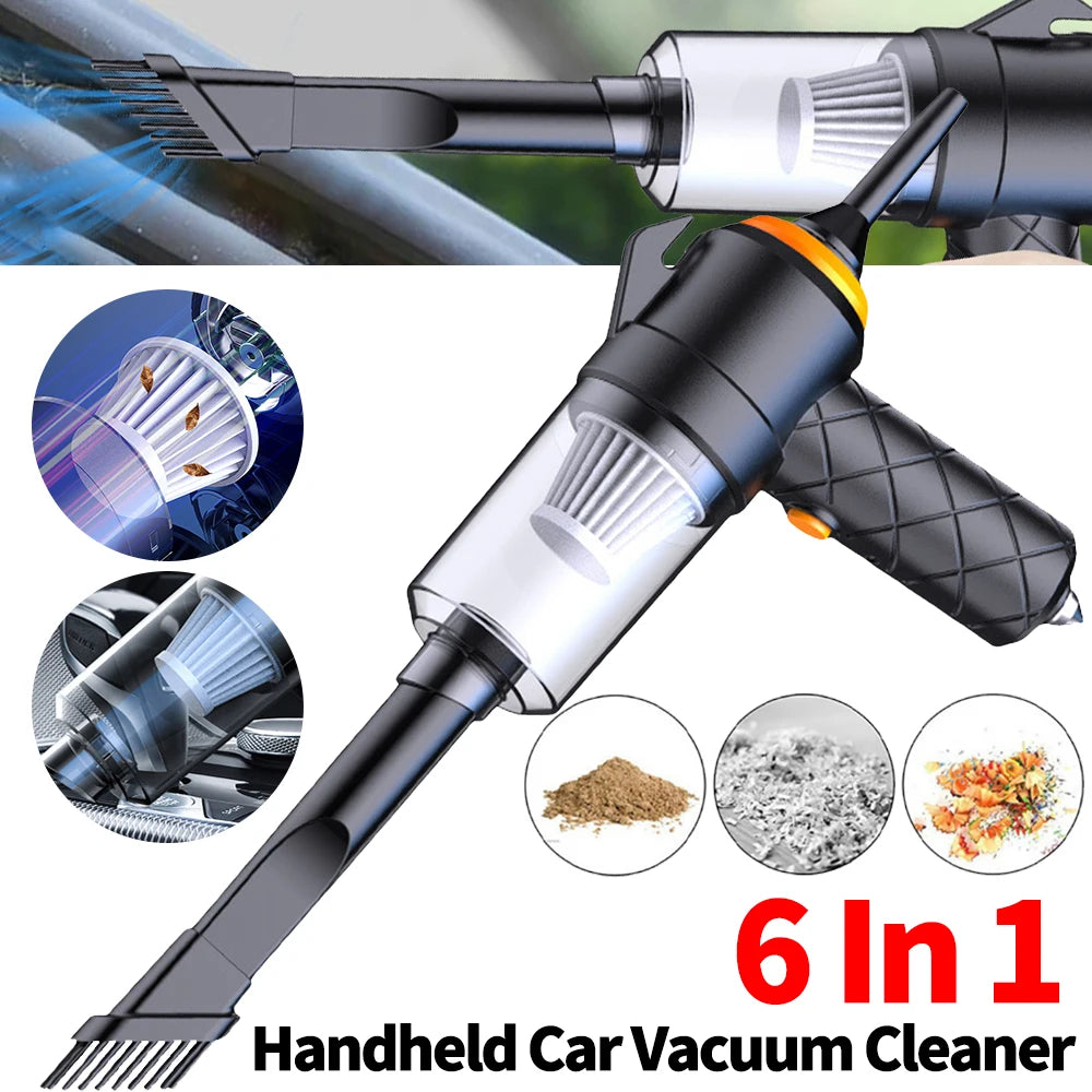 6 In 1 Car Vacuum Cleaner Type-C Rechargeable Blowing Suction Car Cleaner Electric Powerful Cleaner for Car Home Office Cleaning