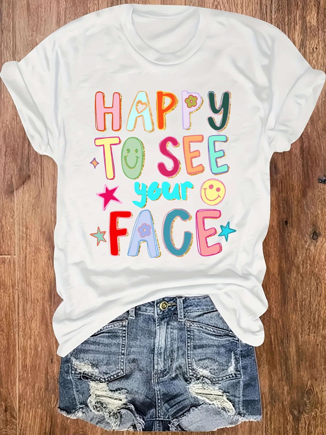 women's plus size tank top Happy To See Your Face Suitable for sports and daily wear Summer beach vacation top sleeveless casual