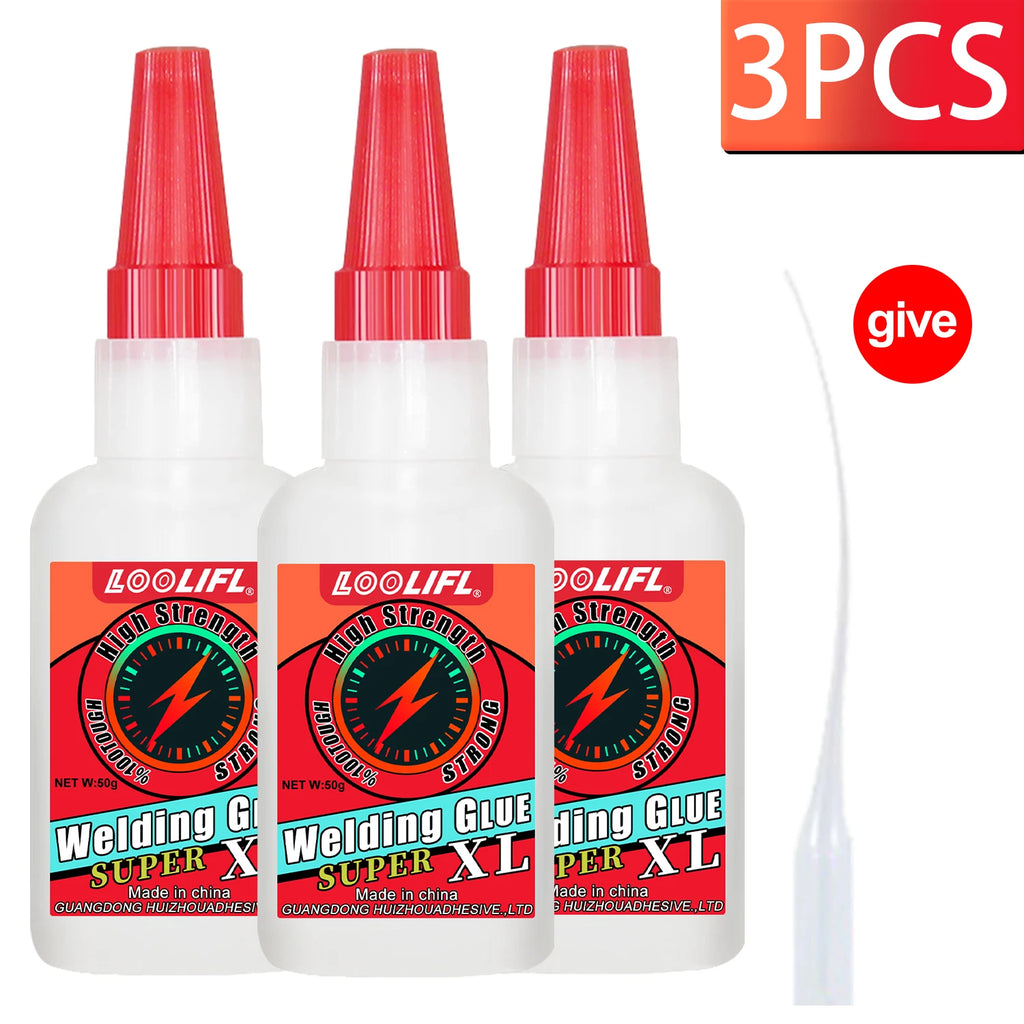 LOOLIFL 50g super glue, professional adhesive, transparent cyanoacrylate glue, quick-drying, tasteless and long-lasting adhesion