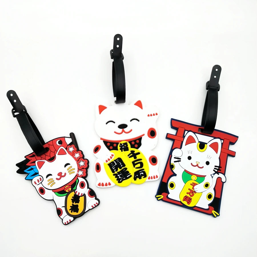 1pc/2pcs/3pcs Zhaocai Cat luggage tag pendant travel essential airport luggage anti loss ID tag luggage name unisex