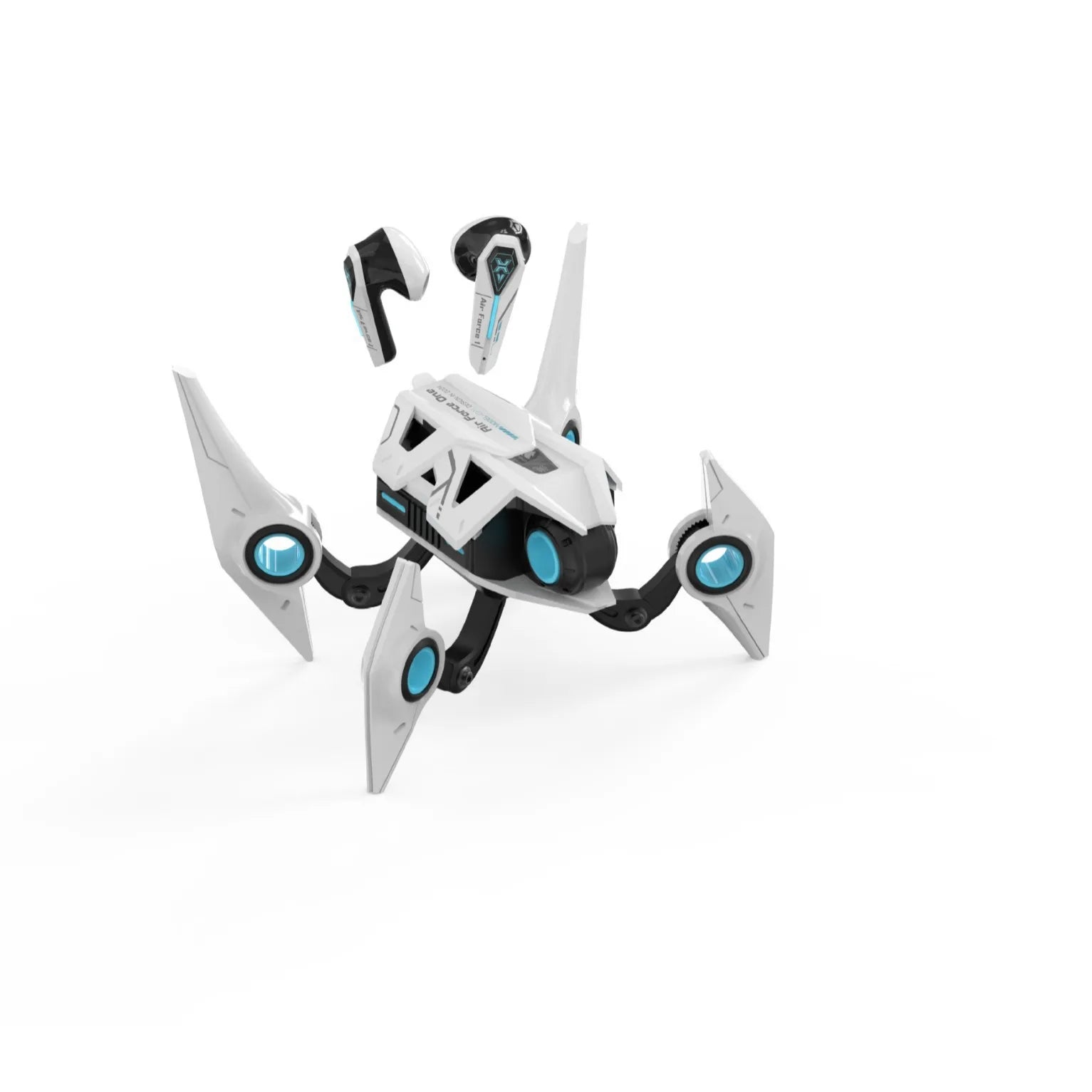 Alien Mech Style Trendy Cool Bluetooth Earphones Noise Cancellation Light Effect Mechanical Design In-Ear Wireless Earbuds