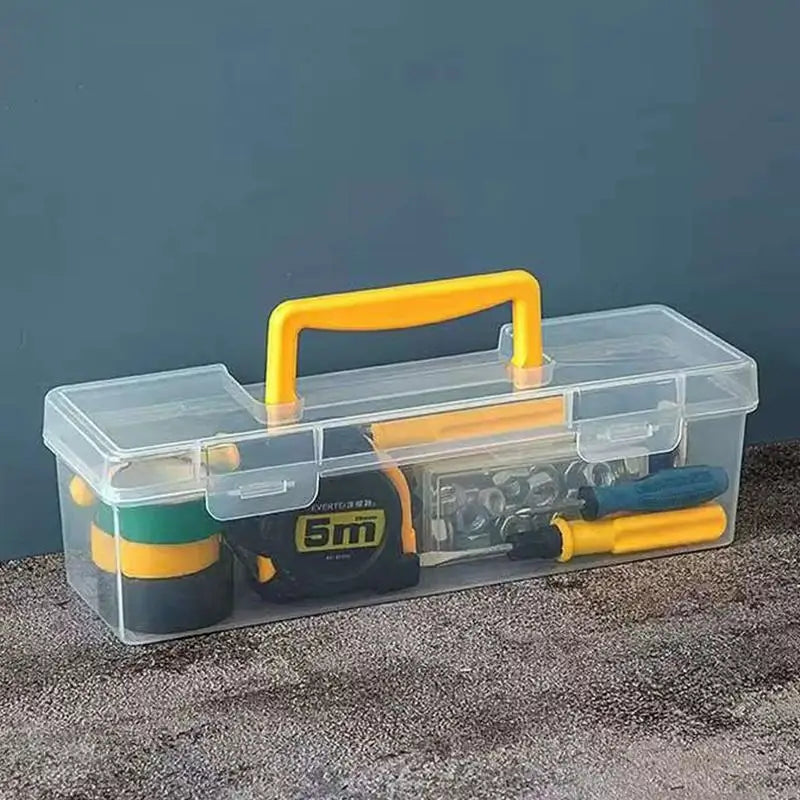 Transparent Handheld Tool Organizer Box Large Capacity Portable Storage Box for Art and Repair Tools
