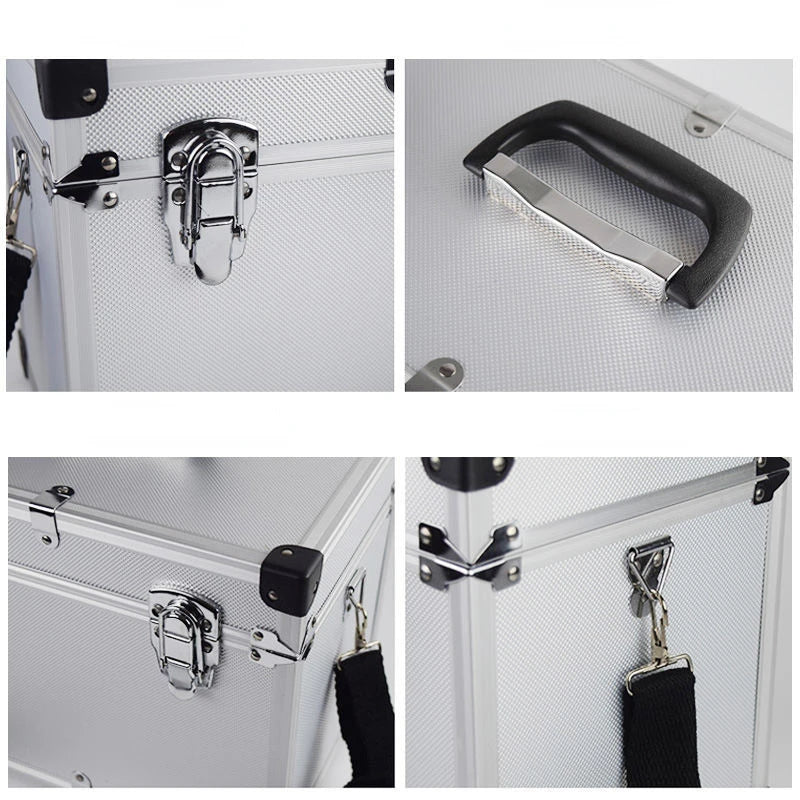 Large Aluminum Tool Box Portable Safety Equipment Toolbox Instrument Case Hardware Storage Box Suitcase with Shoulder Strap