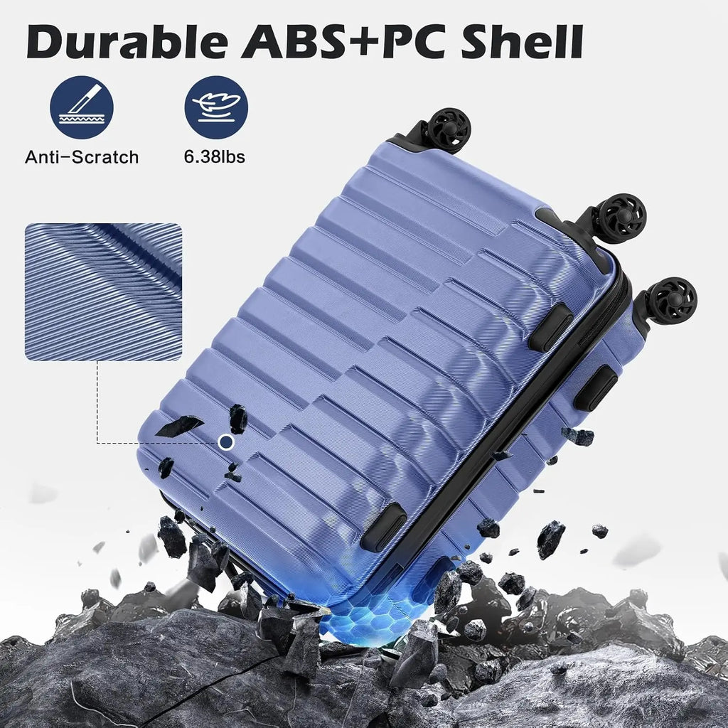 3 Piece Lightweight Expandable Hard Shell Luggage Set Large Checked Suitcase with Spinner Wheels, Customized