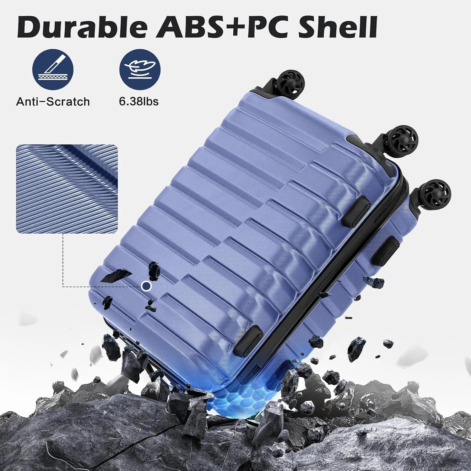 3 Piece Lightweight Expandable Hard Shell Luggage Set Large Checked Suitcase with Spinner Wheels, Customized